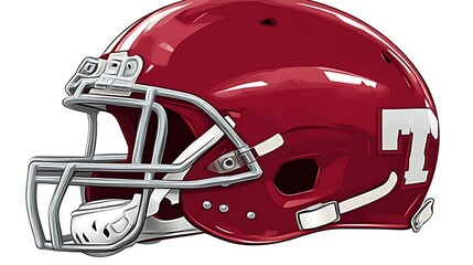 Fototapeta premium Red football helmet profile