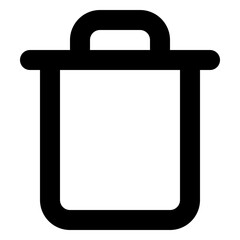 Black outline trash can icon. Clean vector graphic for digital interfaces, symbolizing deletion, waste disposal, and recycling. Essential UI element for web and app design.
