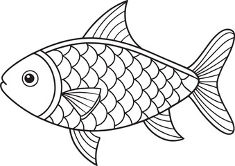 Cute  ilish fish drawing perfect for children coloring books and creative aquatic illustrations