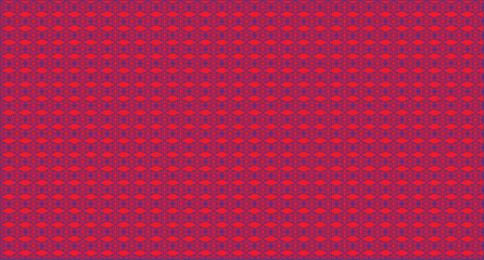 Geometric Floral Pattern in Deep Blue Outlines on a Vibrant Red Background Creates an Intriguing Visual Texture