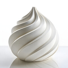 Swirling White Abstract Sculpture on White Surface