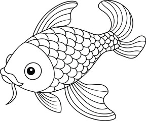Outlined koi fish drawing ideal for sea life coloring pages and creative educational materials