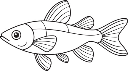Loach fish cartoon outline perfect for educational coloring books and aquatic themed creative resources
