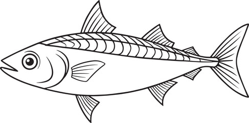 Outlined mackerel fish design perfect for coloring pages and creative ocean themed activities
