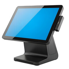 Modern touchscreen point of sale system isolated on transparent background