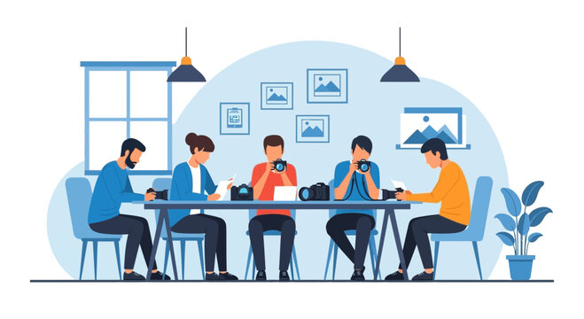 Creative Team Discussing Photo Shoot Ideas In A Bright Modern Studio Space