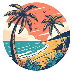 Obraz premium colorful sunset logo vector