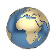 Detailed globe of earth showing africa and europe on black background