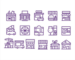 Restaurant types related, pixel perfect, editable stroke, up scalable square line vector icon