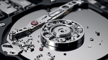 Close-up of hard drive components