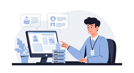 Data Protection Illustration Presenting Secured Customer Information In Cloud Server
