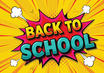 Back to school announcement pops with vibrant comic style
