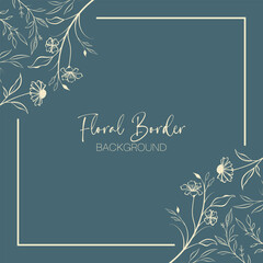 Decorative spring background with hand drawn flowers, branches with leaves for card invitation and wedding