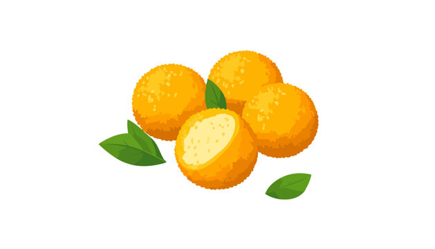 Golden fried arancini balls with a crispy breaded crust, creamy filling, and fresh green leaf garnish.