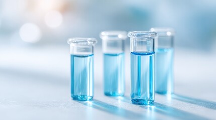 sterile lab environment with scattered immunology vials on white table minimalistic design