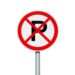 No Parking Sign: Clear Red Prohibition on White Background