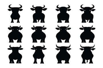 A striking silhouette collection showcasing twelve distinct dromedary camels in a rhythmic repeating pattern across three rows