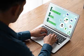 ESG environmental social governance policy for modish business to set a standard to achieve high...