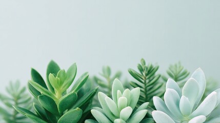 Obraz premium tranquil arrangement of garden plants with varying shapes and sizes lit softly