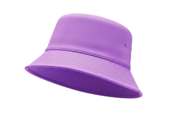 Stylish purple or lilac fabric bucket hat for summer. Isolated on transparent background, png