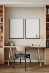 Fototapeta premium Modern Home Office Desk Poster Mockup 