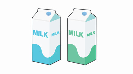 Milk Box Color Icon Set. Vector editable color flat illustration set of a box of milk