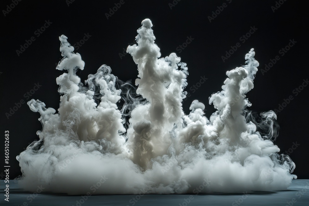Poster steam smoke effects created through frame by frame isolation technique in a dark setting, ed video o