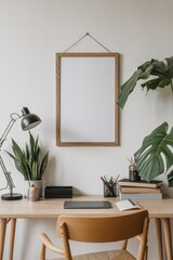 Modern Home Office Desk Poster Mockup
