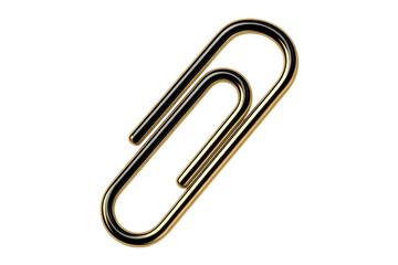 Golden paperclip gleaming against transparent backdrop, representing professional connectivity and precise document management
