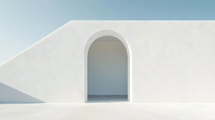 White arched doorway, sunlit exterior