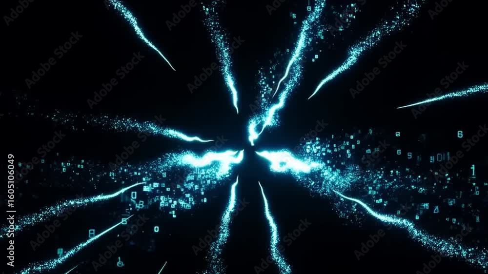 Poster exploding energy: a dynamic representation of vibrant energy emanates outwards, featuring lines of s