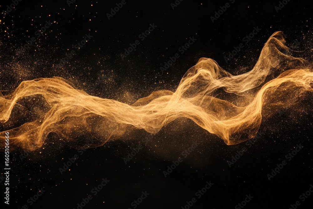 Poster organic particles flowing with trails create a mesmerizing display against a dark background, organi