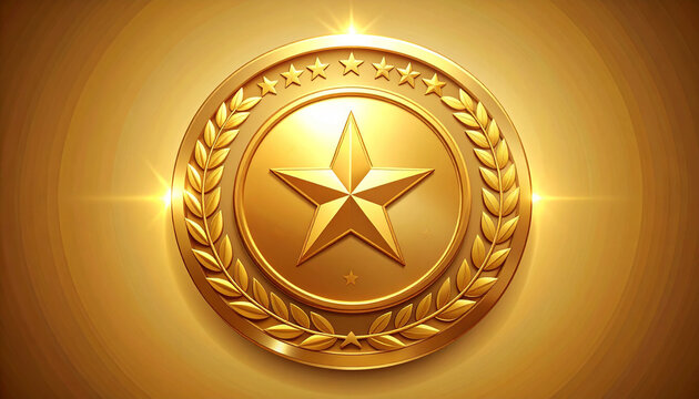 golden badge with gold star