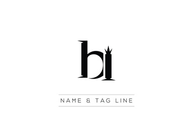 BI logo design. A sophisticated, minimalistic logo design featuring golden stylized typography,  perfect for branding concepts emphasizing luxury, professionalism, and contemporary aesthetics.