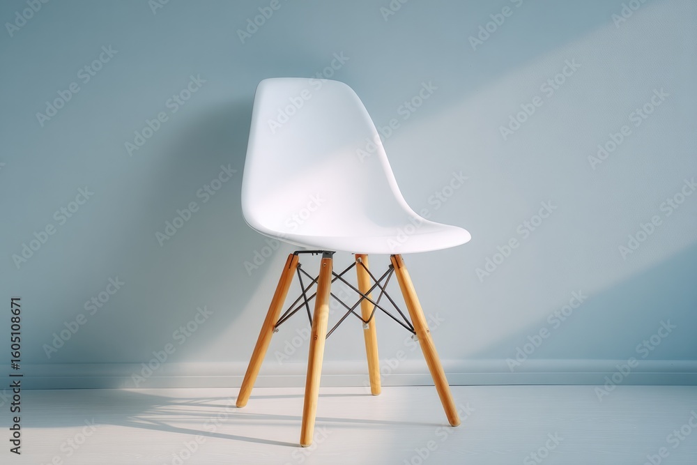 Aufkleber single chair in empty room bathed in soft natural light minimalistic setup with ample copy space