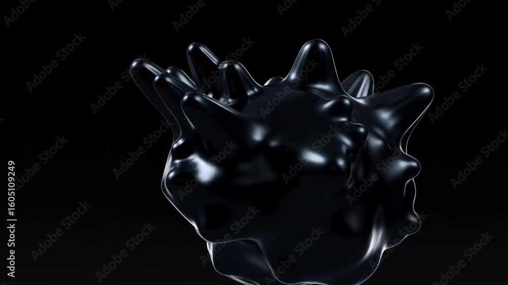 Poster mysterious black abstract shape: an intriguing close-up showcases a sleek, black, three-dimensional 