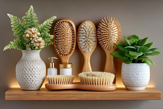 Natural grooming accessories set high resolution picture
