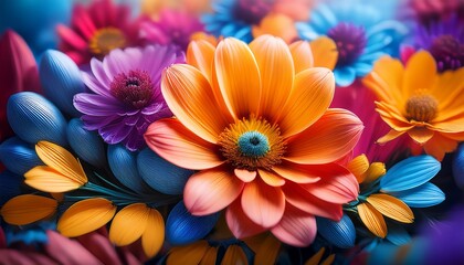 Obraz premium abstract floral bouquet high depth of field vivid colors artistic flower design stock photo