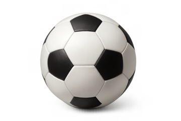Soccer ball displaying modern design, floating against transparent backdrop, perfect for sports visual branding and graphic layouts
