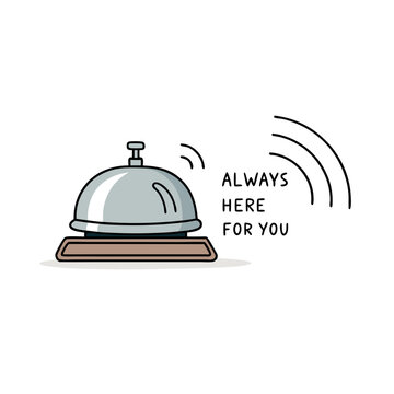 Service Bell with &lsquo;Always Here for You&rsquo; Message &ndash; Support Screen or Concierge Service Notification in Apps