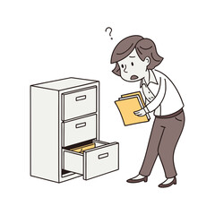 Woman Searching Documents in File Cabinet &ndash; UI Empty State Illustration
