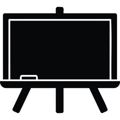 Simple Black Chalkboard Icon, School Education, Learning, Teaching, Presentation, Blackboard, Easel,  Classroom, Symbol, Design Element