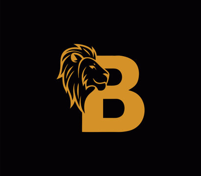 3D Render of a Bold Letter B with a Lion Head, a Symbol of Strength