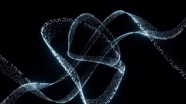 Digital Wave: A mesmerizing display of digital data streams forming a fluid, undulating wave against a deep black background, embodying the dynamism of the modern digital landscape. 