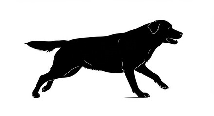 Naklejka premium Dynamic Black Labrador Silhouette: Elegant, Powerful, Running Dog Vector Illustration.
