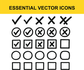 Checkmark and X Icons in Various Shapes cross tick