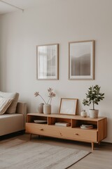 Boho Living Room Poster Frame Mockup
