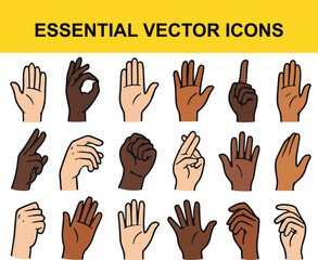 Fototapeta premium Diverse Hand Gestures Vector Icons Collection
