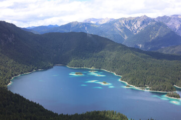 Beautiful lake Eibsee in summer, Bavaria, Germany

