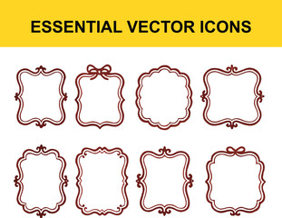 Ornate Decorative Frames Set Burgundy Swirls border